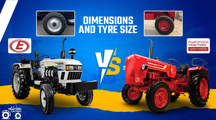 Dimensions And Tyre Size Comparison of Mahindra 575 vs Eicher 485